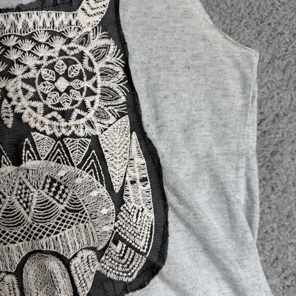 Mary Jane Tank Top Womens Small Gray Owl Print Festival Summer - Picture 7 of 11